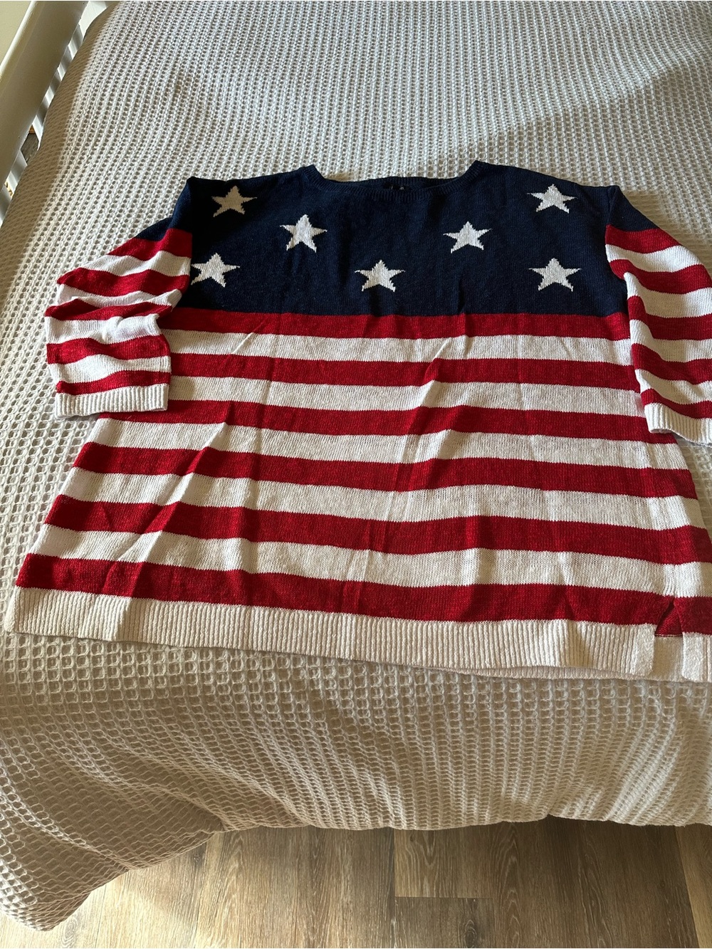 Talbots Stars and Stripes Red, White, and Blue Knit Sweater